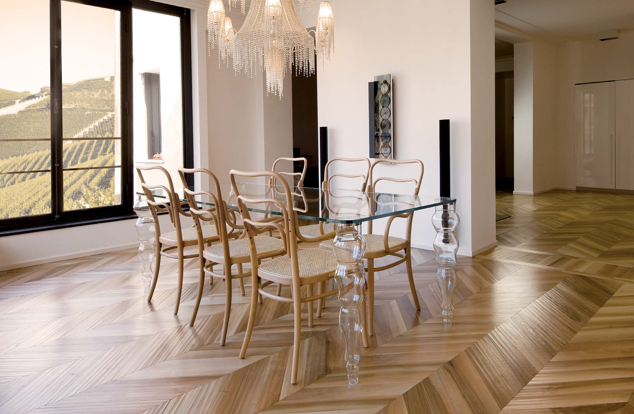 得高環(huán)保地板，直擊地面健康 胡桃木魚骨拼花European Walnut Noblesse Herringbone  (2)